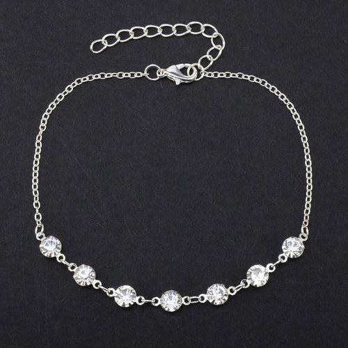 Silver Anklet with with Crystals
