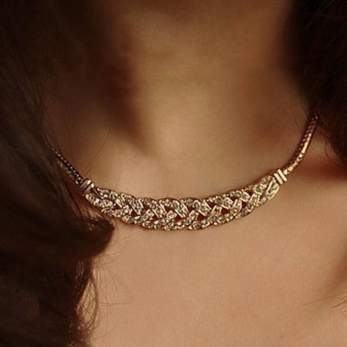 Crystal Stud Braided Choker