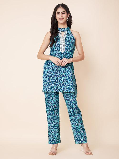 Blue Printed Short Kurti