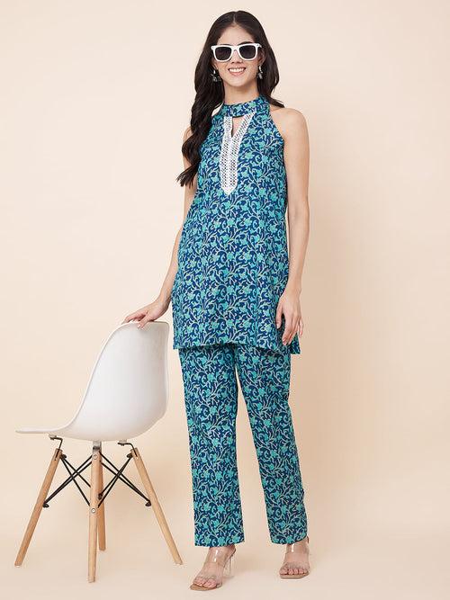 Blue Printed Short Kurti