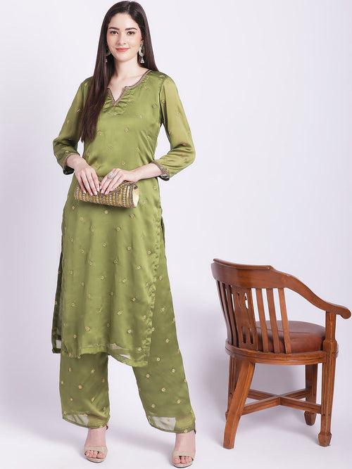 Glam Green Embroidered Kurti