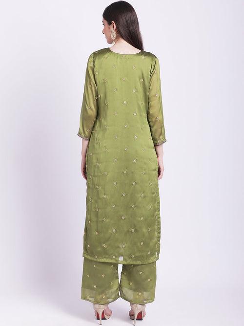 Glam Green Embroidered Kurti