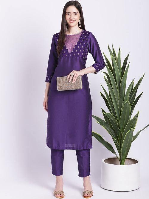 Glowing Purple Straight Kurti