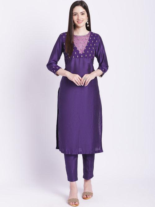 Glowing Purple Straight Kurti