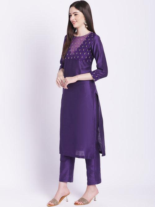 Glowing Purple Straight Kurti