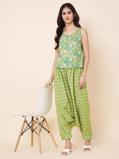 Green Printed Harem Pants