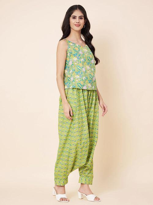 Green Printed Harem Pants