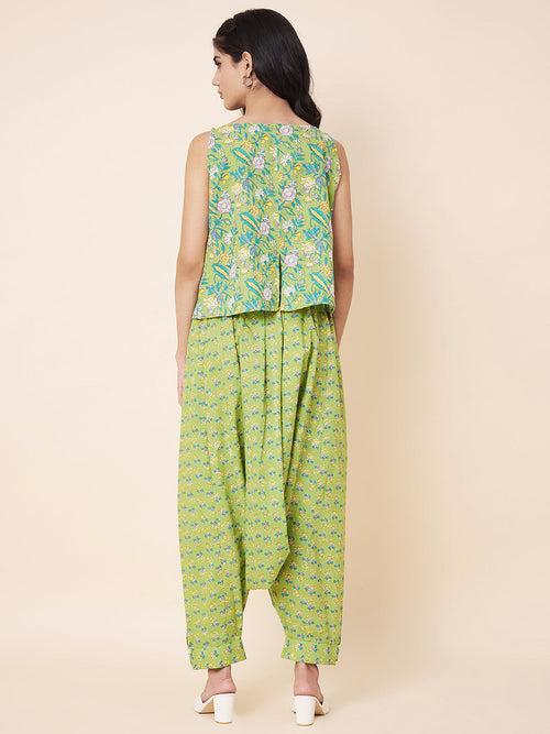 Green Printed Harem Pants