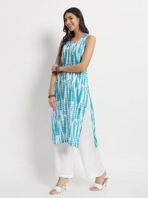 Icy Waves Cotton Straight Kurti