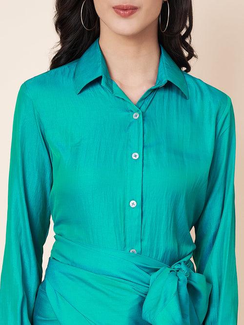 Jade Green Shirt with Wrap Skirt