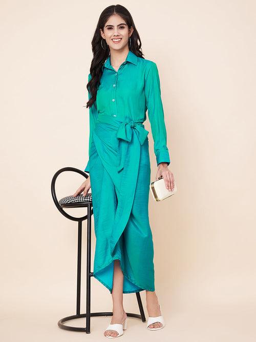 Jade Green Shirt with Wrap Skirt