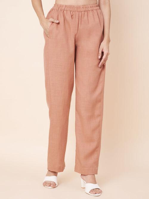 Peach Linen Top with Linen Palazzo