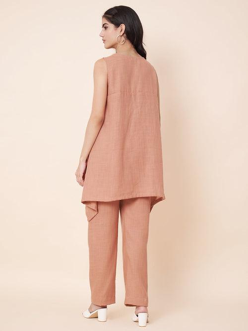 Peach Linen Top with Linen Palazzo