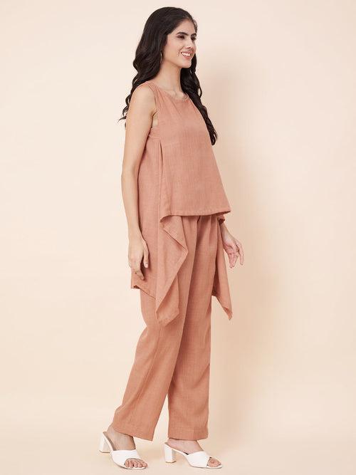 Peach Linen Top with Linen Palazzo