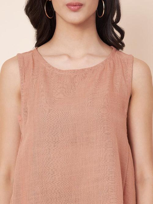 Peach Linen Top with Linen Palazzo