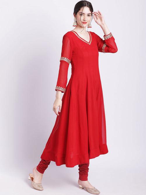 Ruby Woo Georgette Border Anarkali