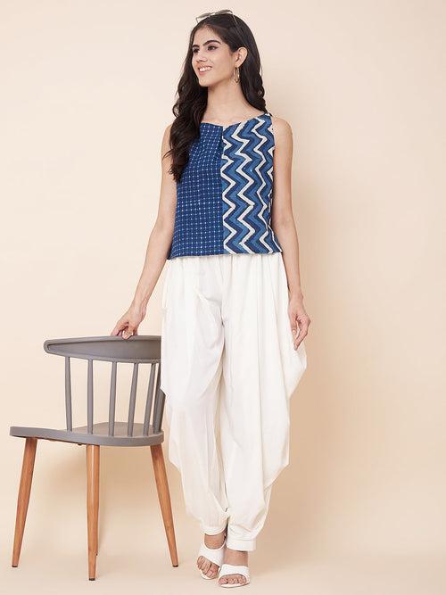 Skyline Blue Top with Off-White Shar Pants