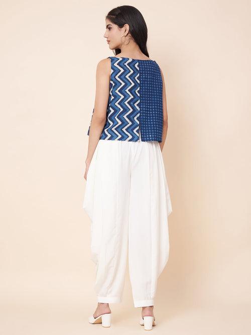 Skyline Blue Top with Off-White Shar Pants