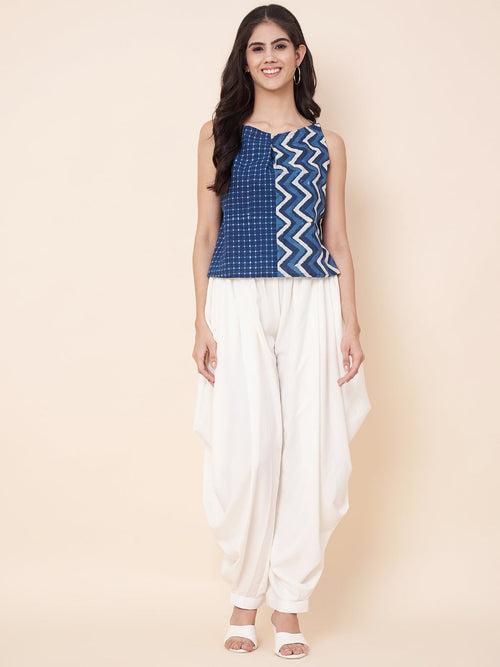 Skyline Blue Top with Off-White Shar Pants