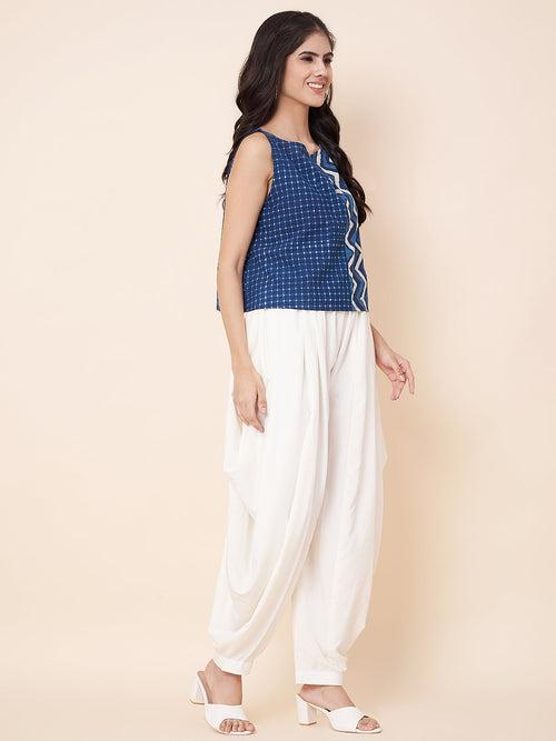 Skyline Blue Top with Off-White Shar Pants