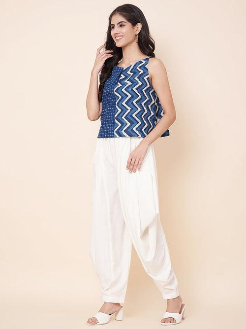 Skyline Blue Top with Off-White Shar Pants