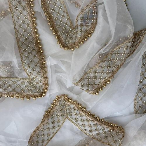 Bridal Ivory Jewel Embroidered Organza Dupatta