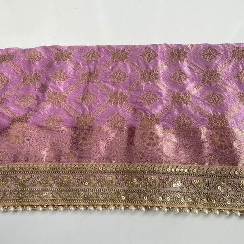 Bridal Meera Lavender Silk Banarsi Embroidered Dupatta