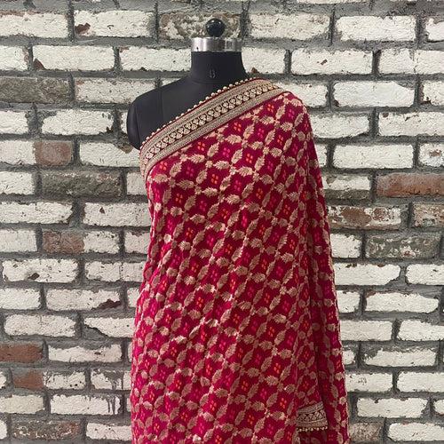 Bridal Pink Royale Georgette Banarsi Embroidered Dupatta