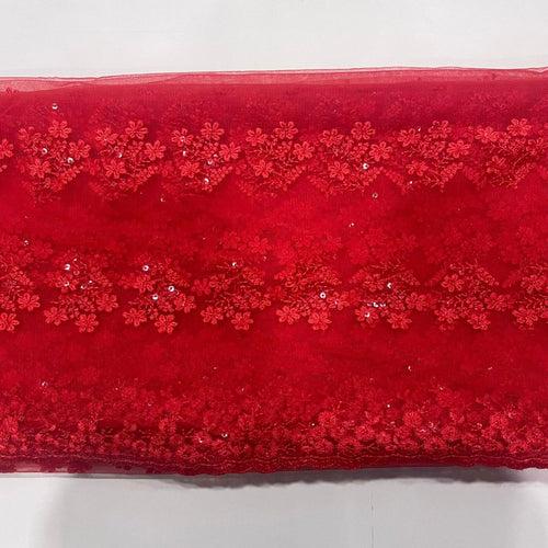 Bridal Red Trail All Over Embroidered Net Dupatta