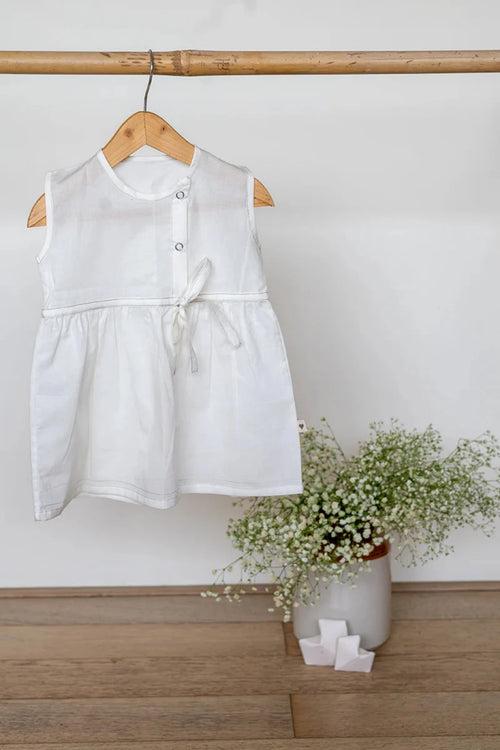 'Precious and pure' girls jhabla in white organic cotton