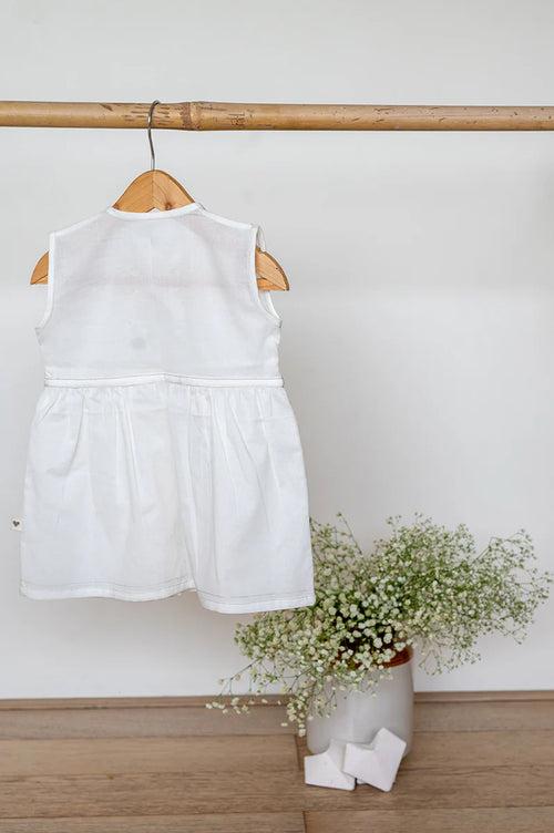 'Precious and pure' girls jhabla in white organic cotton