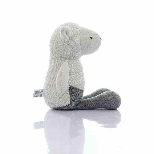 Lazy Lamb- Cotton Knitted Stuffed Soft Toy (Natural & Light Grey Melange)