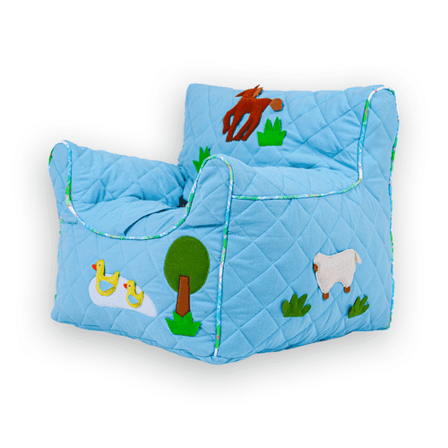 Farm animal Quilted Blue - Beanchair Cover (Small)
