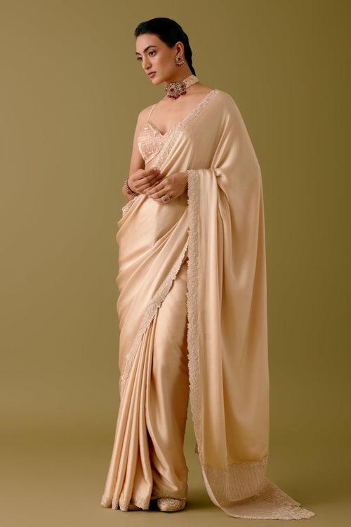 Shraddha Kapoor in Golden Beige Satin Organza Saree