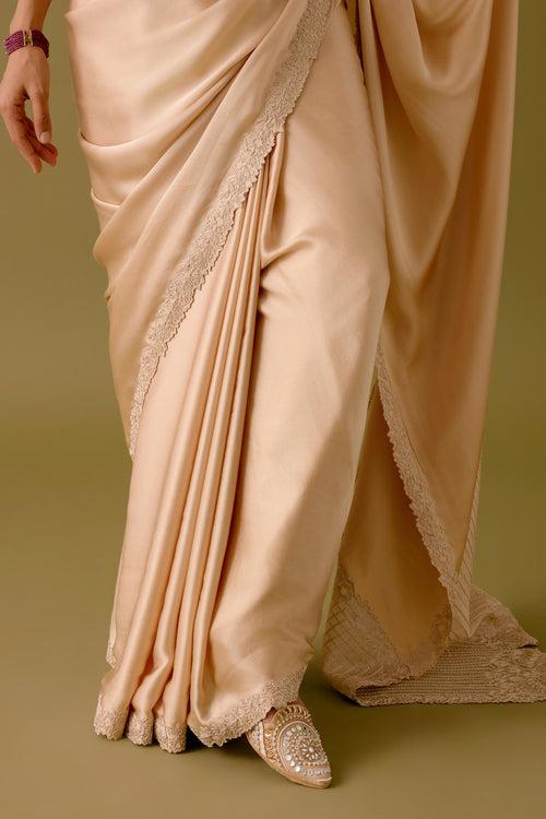 Shraddha Kapoor in Golden Beige Satin Organza Saree