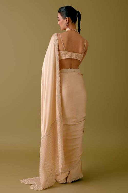 Shraddha Kapoor in Golden Beige Satin Organza Saree