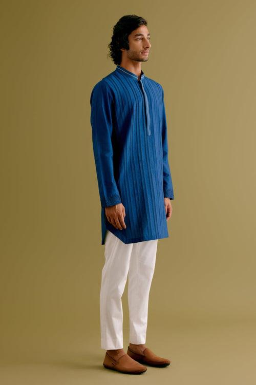 Royal Blue Pintuck Kurta Set