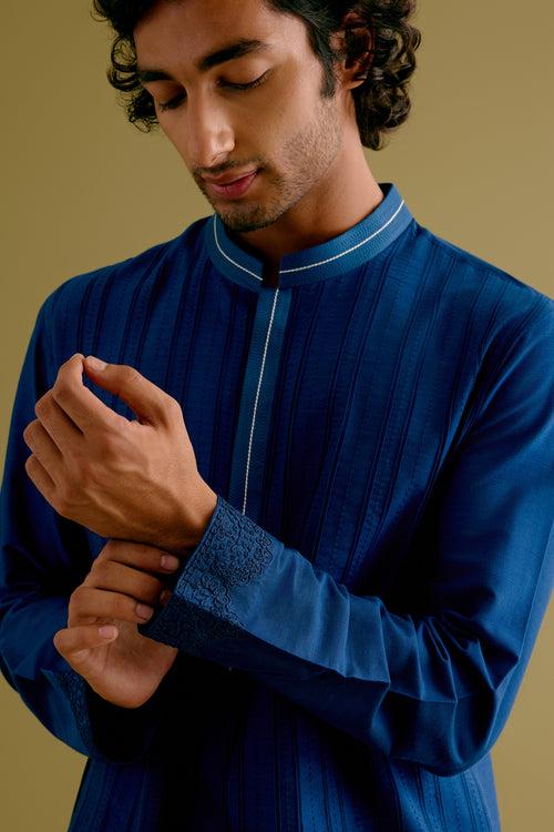 Royal Blue Pintuck Kurta Set