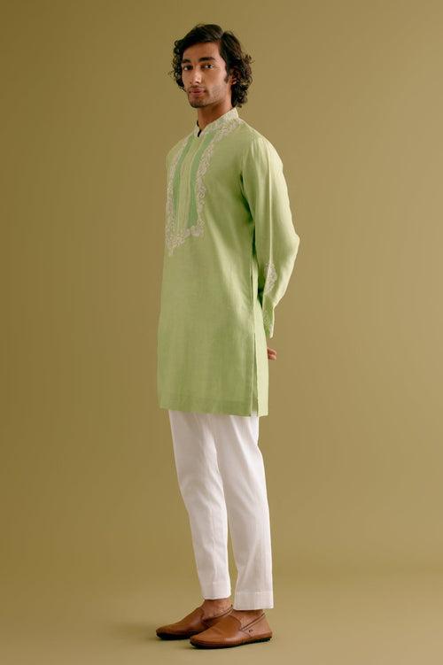 Pistachio Green Dori Embroidered Kurta Set