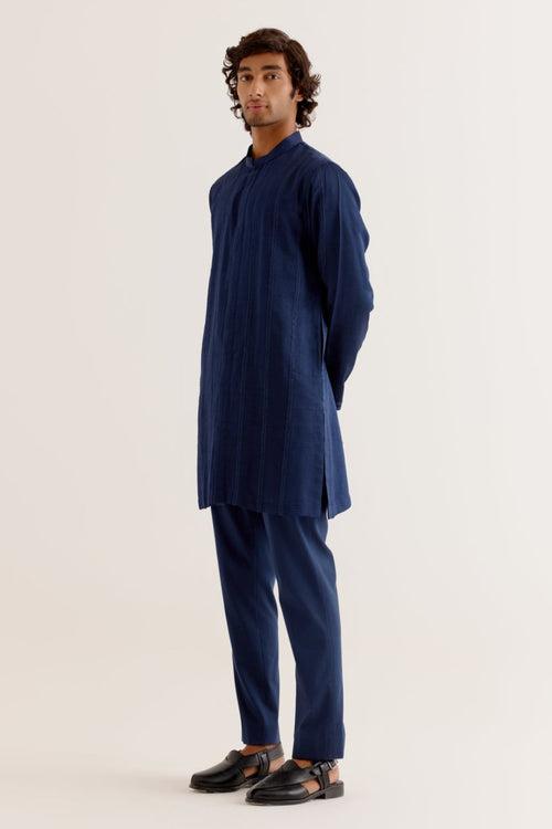 Royal Blue Front-Open Kurta Set