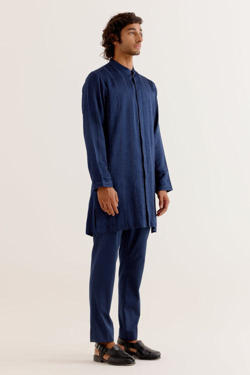 Royal Blue Front-Open Kurta Set