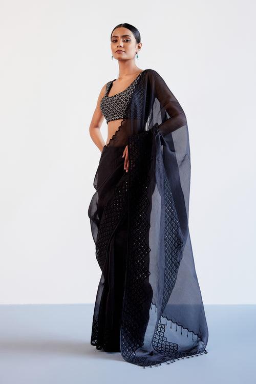 Shraddha Kapoor in Black Sequins Embroidered Silk Organza Saree