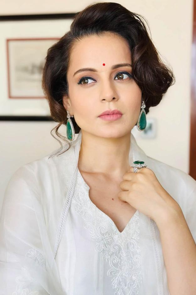 Kangana Ranaut in Ivory Silk Chanderi Dori Embroidered Anarkali Set