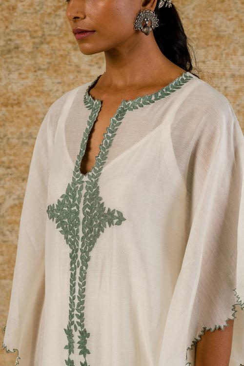 Ivory/Sage Green Chanderi Kaftan Set (RTS)