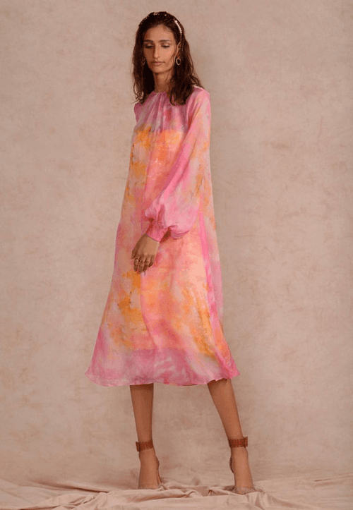 Sheer midi dress in print