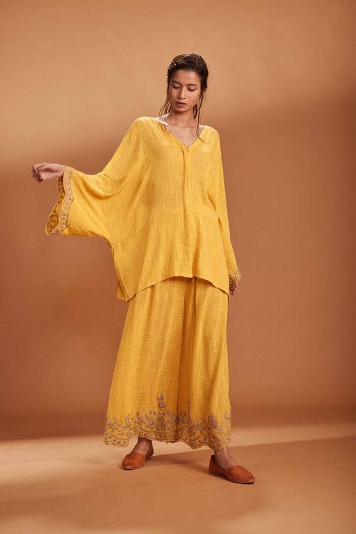 MATI KAFTAN TOP AND PANTS SET YELLOW