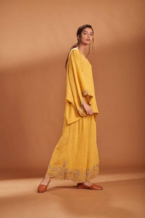 MATI KAFTAN TOP AND PANTS SET YELLOW