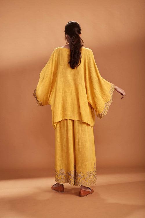 MATI KAFTAN TOP AND PANTS SET YELLOW