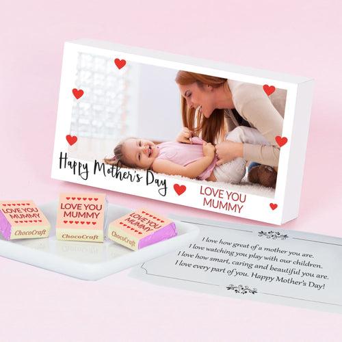 Hearts Theme Mother's Day Gift Personalised with Photo (with Wrapped Chocolates)