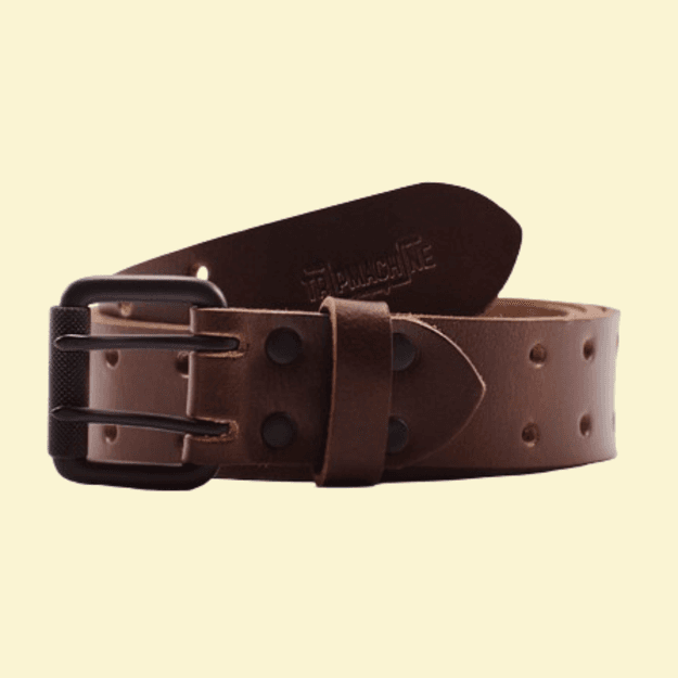 belt - tobacco brown double pin